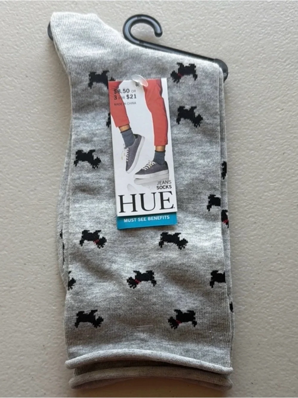 HUE Women's Corgi Pattern Ankle Socks & Scotty Dog Jeans Socks - lot of 2 pair